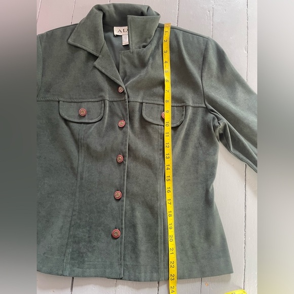 Vintage Algo 90s deep olive green faux-suede blazer-style jacket - Picture 10 of 14
